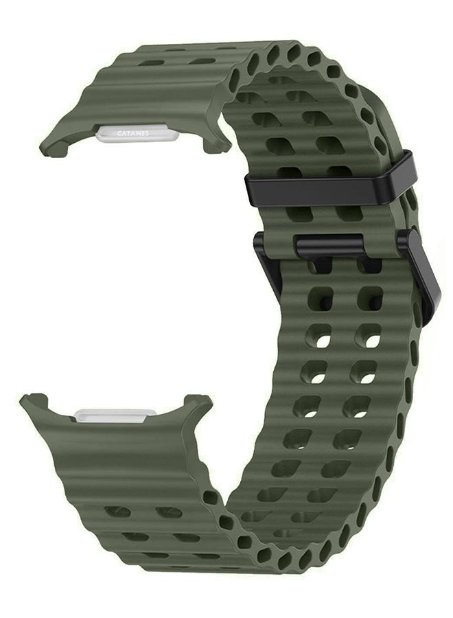 CATANES Strap Silicone Replacement for Samsung Galaxy Watch 8 Ultra Band 47mm, Rugged Soft Ocean Silicone Sport Accessory Fit for Samsung Galaxy Watch Ultra Band Dual Row Hole - Cactus Green - Image 3