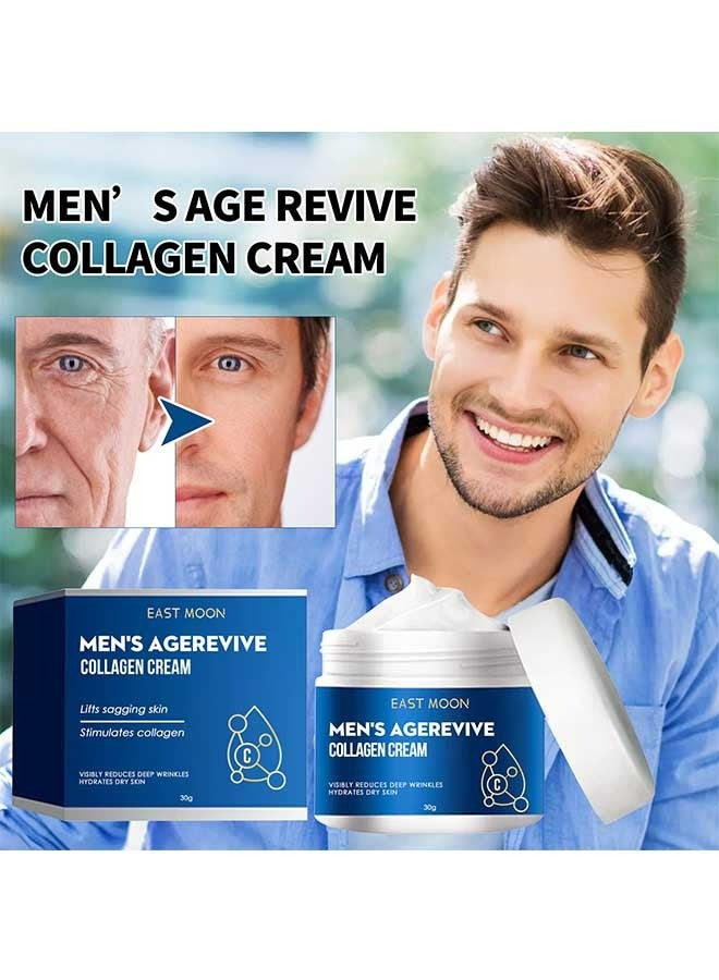 East Moon Men’S Age Revive Collagen Facial Cream, Fade Fine Lines, Tighten Skin, Age Rewind Wrinkles Smoothing Gel, Day & Night Skin Care Moisturizing and Tightening Lotion 30g - Image 1