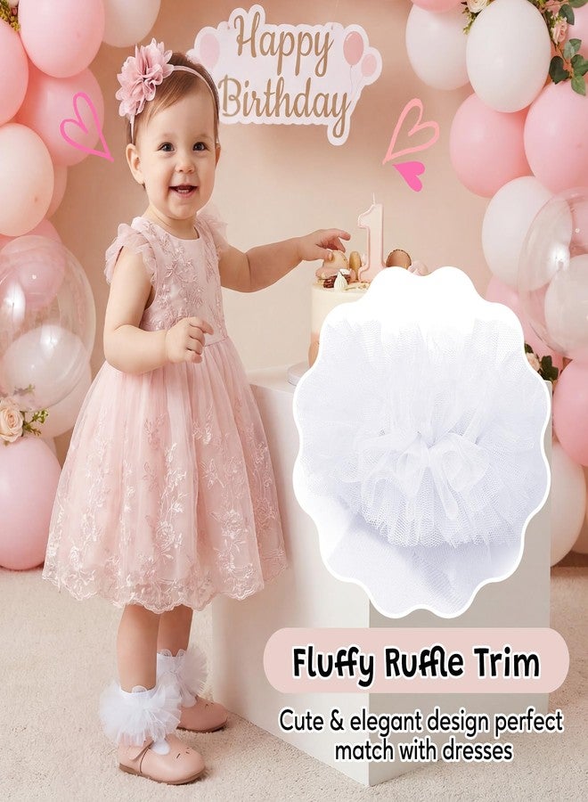 Zando Toddler Ruffle Socks Girls 2T-3T for Easter Outfits Soft Cotton Baby Girls Lace Frilly Socks for Birthday Party, Cute Fluffy Ruffles for Wedding and Photoshoots 1-3T White*2 - Image 4
