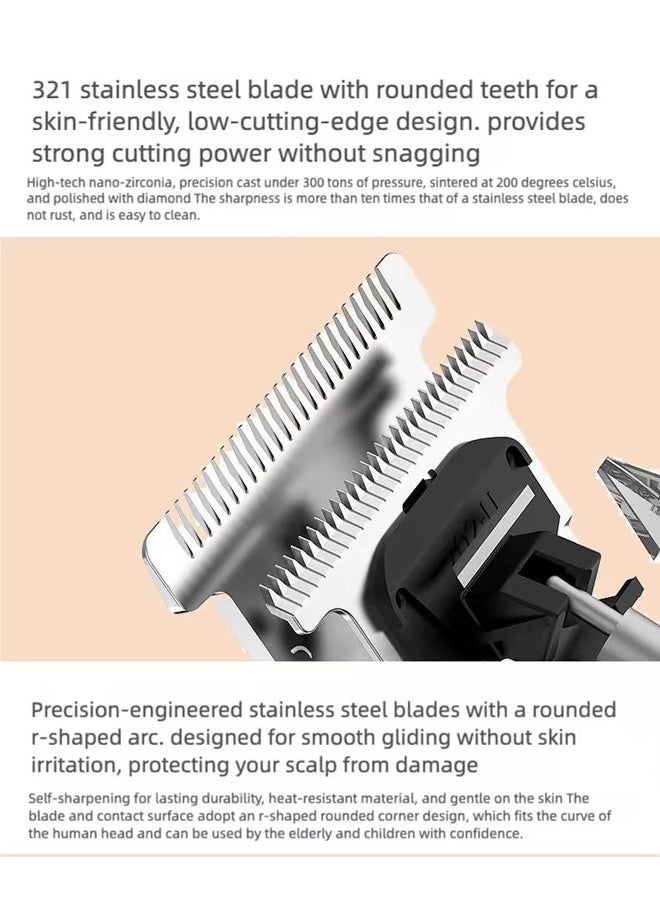 ماكينة حلاقة شعر كهربائية احترافية – ماكينة حلاقة دقيقة للصلع والتصفيف، أداة حلاقة شعر لاسلكية بجودة الحلاقة الاحترافية مع شفرات من الفولاذ المقاوم للصدأ، قابلة لإعادة الشحن عبر USB، شفرة قابلة للغسل، تشطيب ذهبي - Image 2