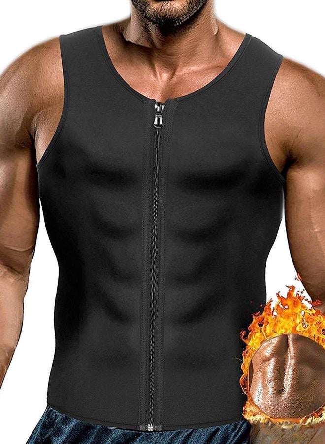 CORATED Men Sauna Vest Sweat Waist Trainer Zipper Hot Neoprene Tank Top Corset Compression Body Shaper Sauna Shirt Workout (Blackzip,3XL) - Image 1