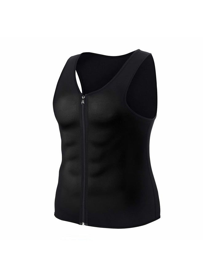 CORATED Men Sauna Vest Sweat Waist Trainer Zipper Hot Neoprene Tank Top Corset Compression Body Shaper Sauna Shirt Workout (Blackzip,3XL) - Image 4