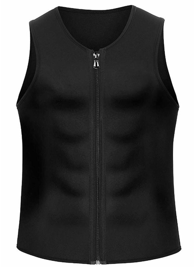 CORATED Men Sauna Vest Sweat Waist Trainer Zipper Hot Neoprene Tank Top Corset Compression Body Shaper Sauna Shirt Workout (Blackzip,3XL) - Image 3