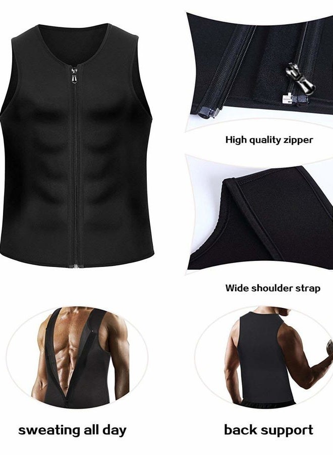 CORATED Men Sauna Vest Sweat Waist Trainer Zipper Hot Neoprene Tank Top Corset Compression Body Shaper Sauna Shirt Workout (Blackzip,3XL) - Image 2