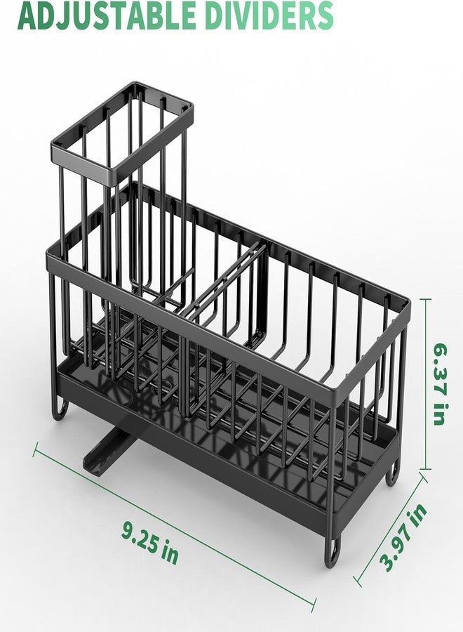 LAYZOO Stainless Steel Sink Draining Rack Big Size Rust Resistant Kitchen Organizer with Rotatable Drainage Spout Detachable Brush Holder and Divider for Sponges Soap and Cleaning Tools - Image 2