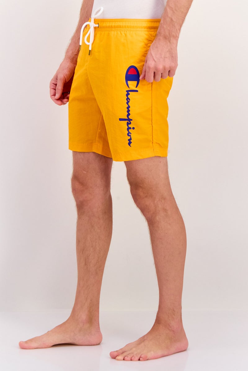 Champion Men Drawstring Graphic Print Swim Shorts, Orange - Image 3