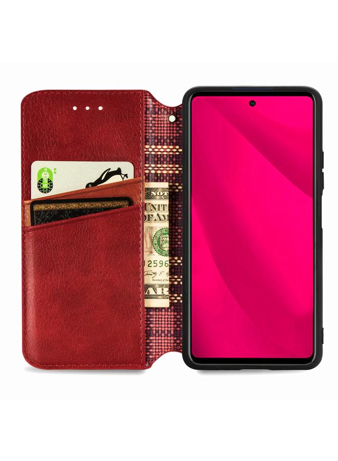 اس-توب جراب لهاتف Infinix Smart 9، جراب جلدي مغناطيسي مضغوط بشبكة مكعبة - Image 3