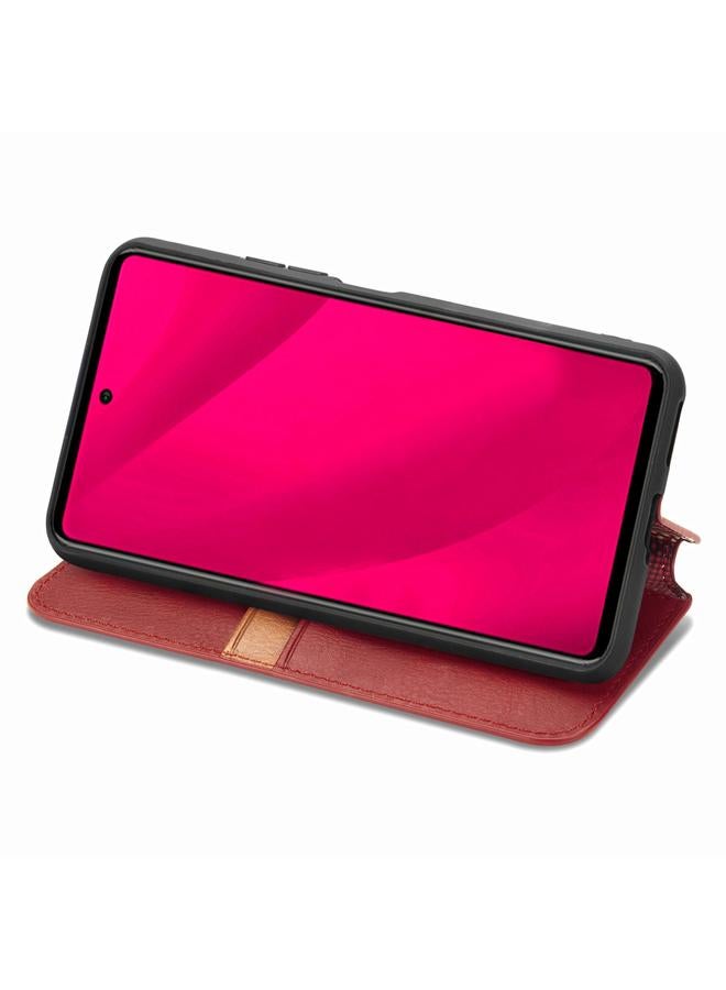 اس-توب جراب لهاتف Infinix Smart 9، جراب جلدي مغناطيسي مضغوط بشبكة مكعبة - Image 4