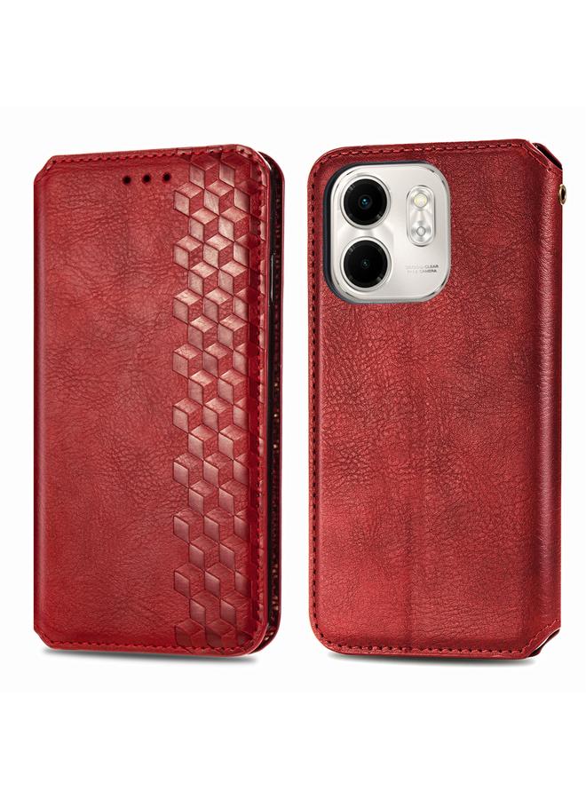 اس-توب جراب لهاتف Infinix Smart 9، جراب جلدي مغناطيسي مضغوط بشبكة مكعبة - Image 2