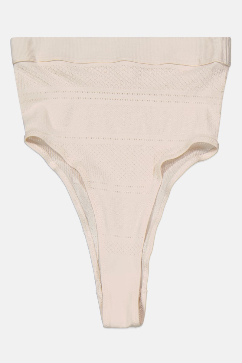 Etam Women Textured Pull On Pantie, Peach - Image 1