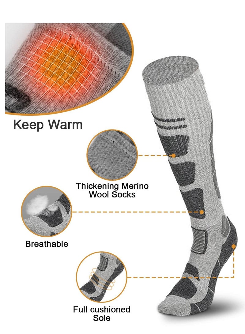 Excefore Merino Wool Ski Socks, 2 Pairs Thermal Knee High Warm Socks for Snowboarding, Hiking, Cold Weather, Snow, Hunting Non-Slip, Gray - Image 4