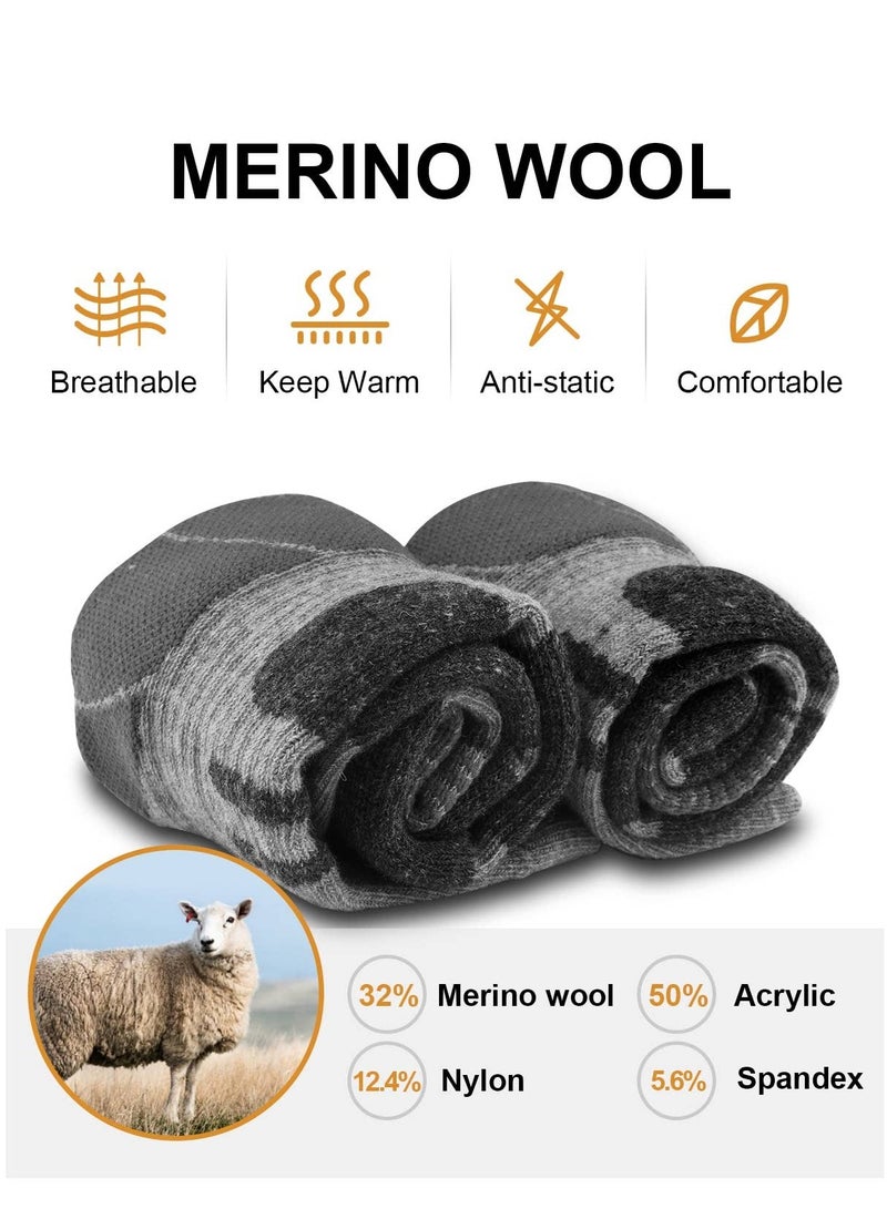 Excefore Merino Wool Ski Socks, 2 Pairs Thermal Knee High Warm Socks for Snowboarding, Hiking, Cold Weather, Snow, Hunting Non-Slip, Gray - Image 3
