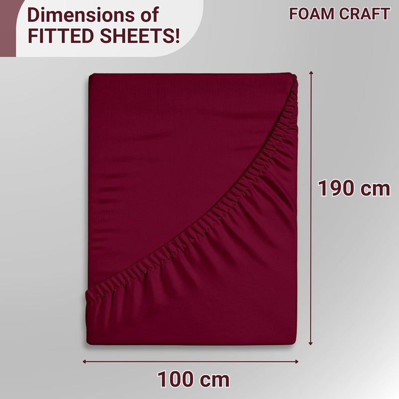 FOAM CRAFT 100% Cotton Burgundy Fitted Sheet Twin Size with Elastic Closure - Image 2