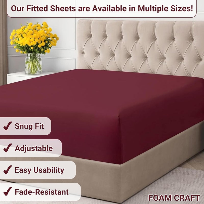 FOAM CRAFT 100% Cotton Burgundy Fitted Sheet Twin Size with Elastic Closure - Image 5