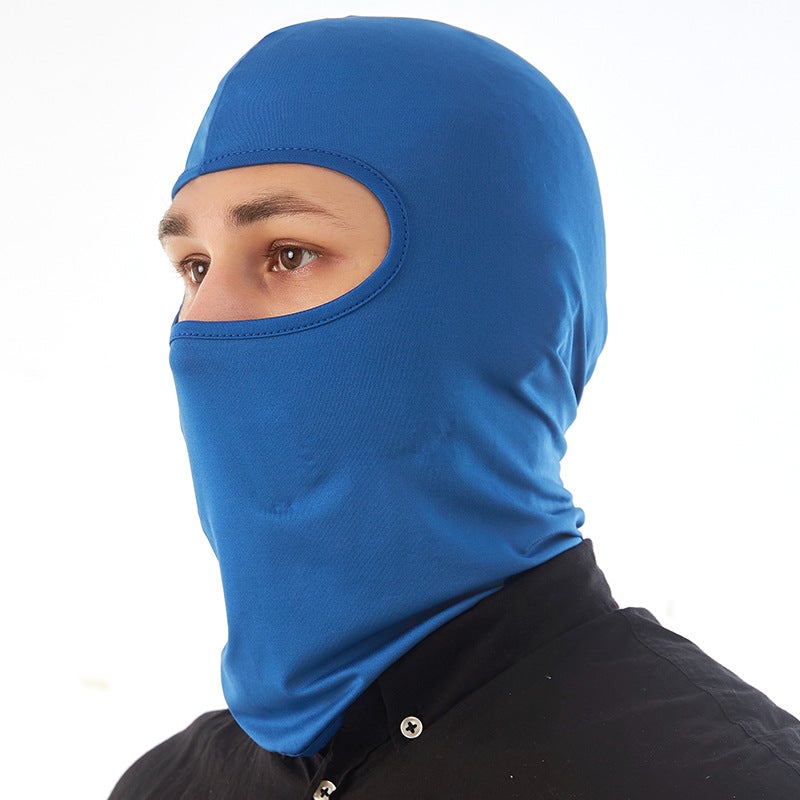 Generic Summer riding mask Ice Silk headgear sunscreen dustproof full face neck protection headgear bicycle electric car inner liner Cap TT-08 sapphire blue