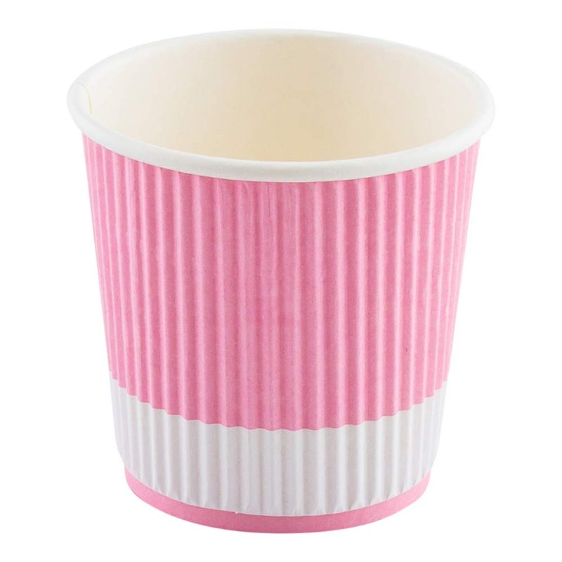 Restaurantware أكواب قهوة ورقية سعة 4 أونصات 25 كوب ورقي مع جدار مضلع - مقاوم للتسرب وقابل لإعادة التدوير - أكواب قهوة ساخنة باللون الوردي الفاتح مع أغطية متطابقة تباع بشكل منفصل - مطعم وور - Image 4