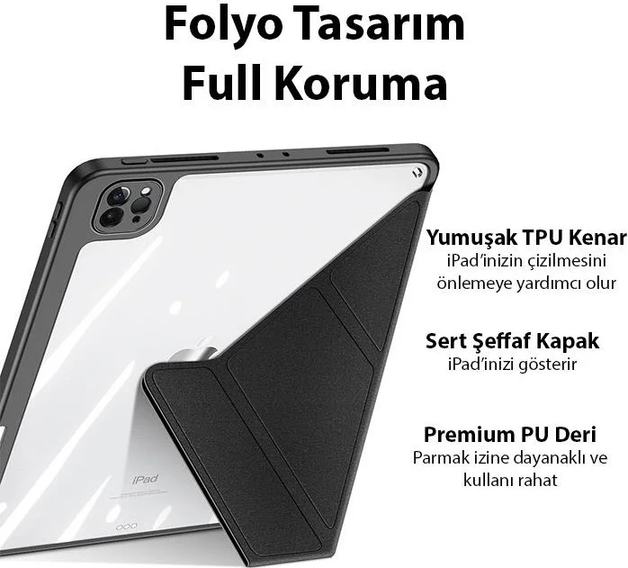 Polhammobile Polham Apple iPad Pro 11 Compatible Cover Case with Sleep Mode, Multi-Angle Stand, Pen Compartment, Anti-Scratch