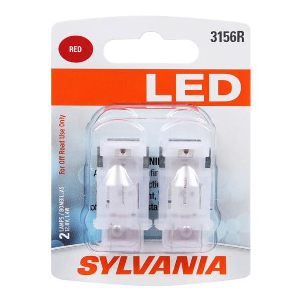 مصباح LED أحمر صغير SYLVANIA 3156 مصباح LED ساطع مثالي لمصابيح التوقف والذيل يحتوي على 2 مصباح