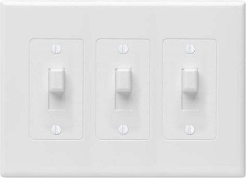 TayMac 2673W 3-Gang MASQUE Decorator Cover, Toggle, White - Image 1