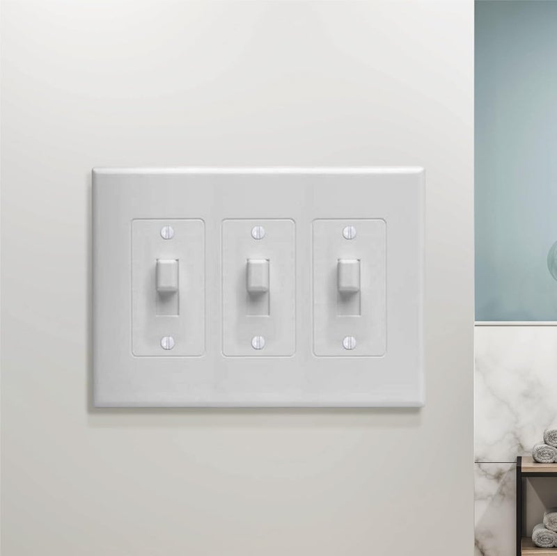 TayMac 2673W 3-Gang MASQUE Decorator Cover, Toggle, White - Image 2