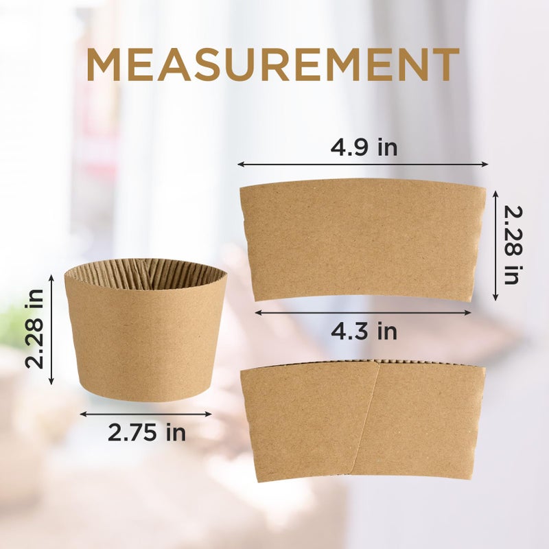 Vplus 200 Pack Disposable Coffee Sleeves  Fits 10-24 oz Cups  Brown  Paper  200 Count - Image 3