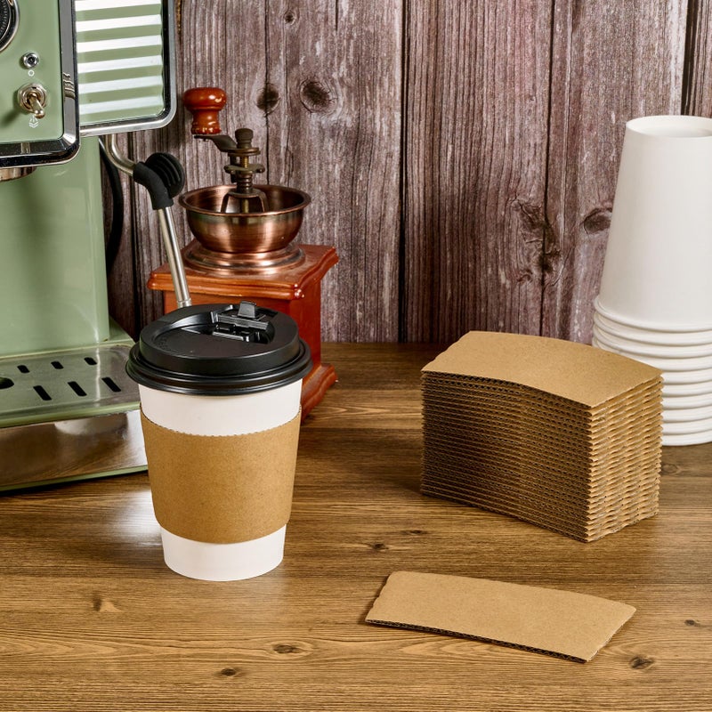 Vplus 200 Pack Disposable Coffee Sleeves  Fits 10-24 oz Cups  Brown  Paper  200 Count - Image 2