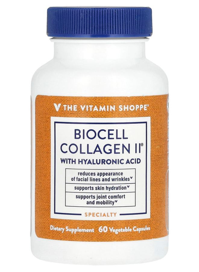 The Vitamin Shoppe BioCell Collagen II With Hyaluronic Acid 60 Vegetable Capsules 