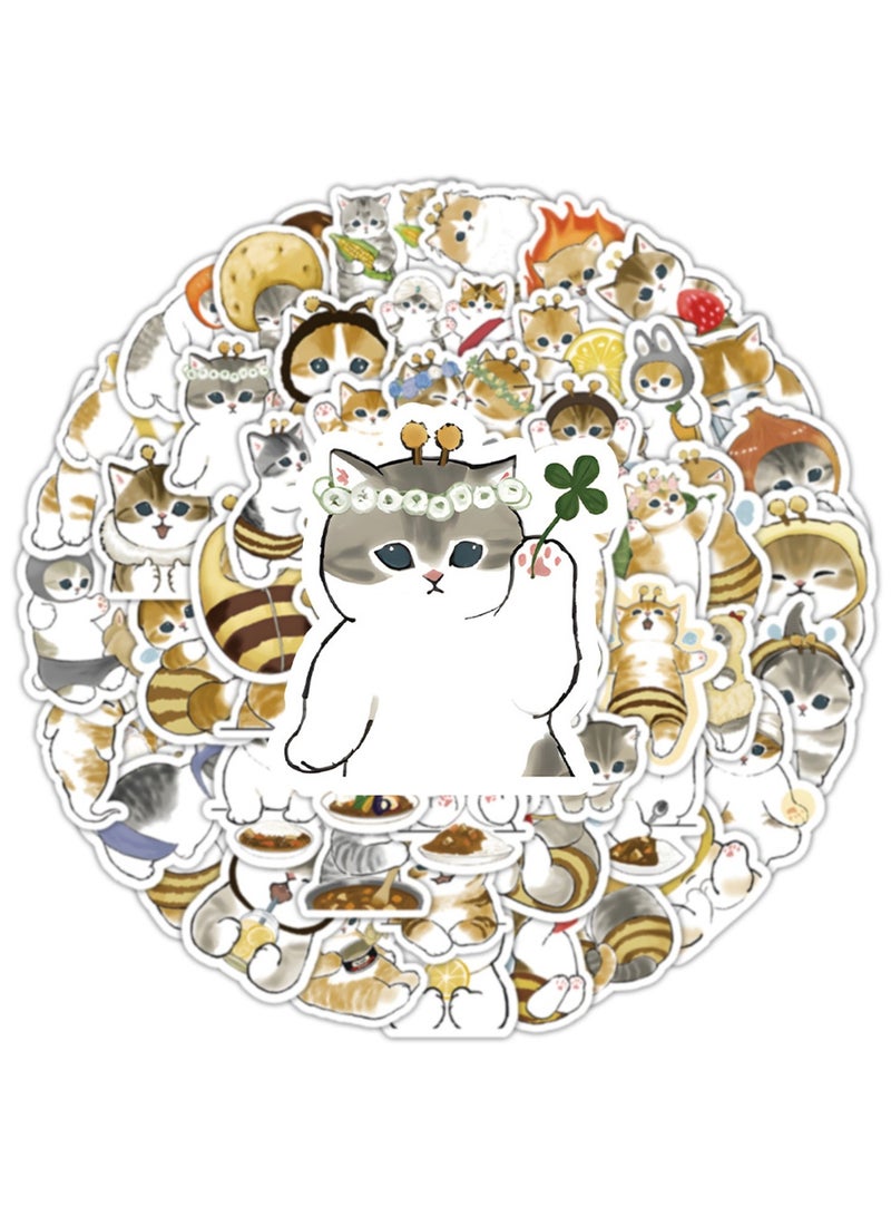 100Pcs Cute Cat Stickers for Kids Girls Teen Adults, Cartoon Cat Stickers for Water Bottle, Laptop, Luggage,Scrapbook,Party Decoration Aesthetic Waterproof Vinyl Stickers - Image 2