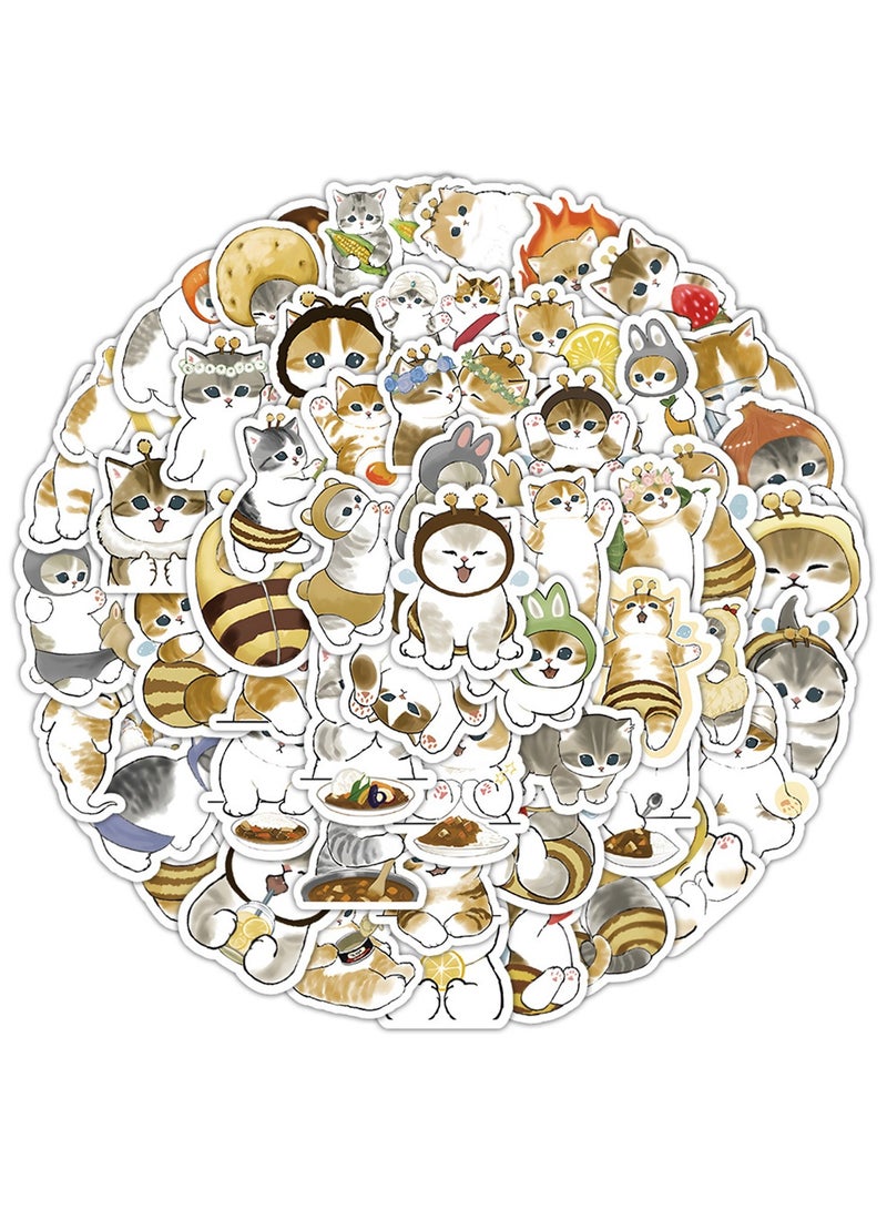 100Pcs Cute Cat Stickers for Kids Girls Teen Adults, Cartoon Cat Stickers for Water Bottle, Laptop, Luggage,Scrapbook,Party Decoration Aesthetic Waterproof Vinyl Stickers - Image 5
