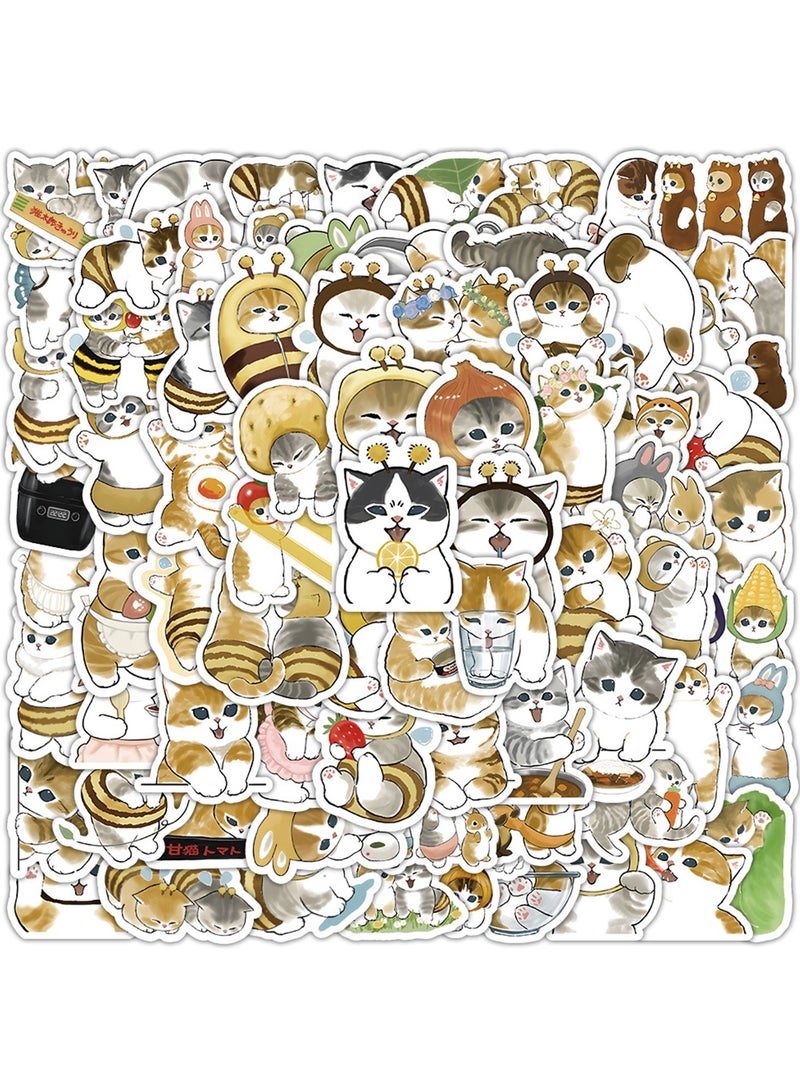 100Pcs Cute Cat Stickers for Kids Girls Teen Adults, Cartoon Cat Stickers for Water Bottle, Laptop, Luggage,Scrapbook,Party Decoration Aesthetic Waterproof Vinyl Stickers - Image 1