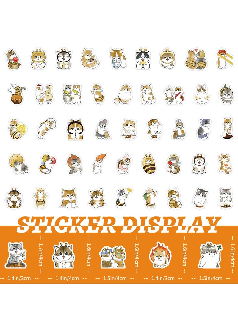 100Pcs Cute Cat Stickers for Kids Girls Teen Adults, Cartoon Cat Stickers for Water Bottle, Laptop, Luggage,Scrapbook,Party Decoration Aesthetic Waterproof Vinyl Stickers - Image 3