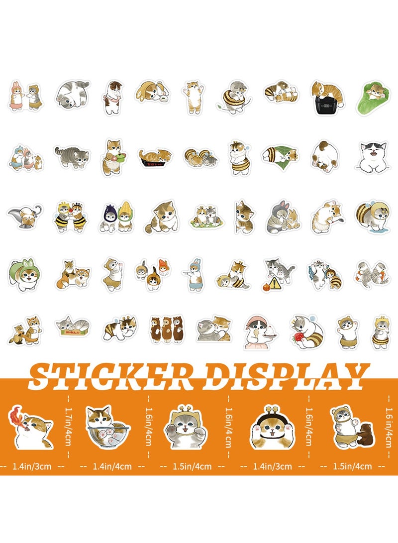 100Pcs Cute Cat Stickers for Kids Girls Teen Adults, Cartoon Cat Stickers for Water Bottle, Laptop, Luggage,Scrapbook,Party Decoration Aesthetic Waterproof Vinyl Stickers - Image 4