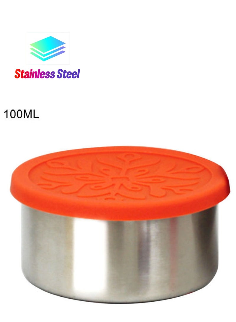 Y&D Fresh Bowl Lunch Food Storage Container with Lid Silver/Orange - Image 1