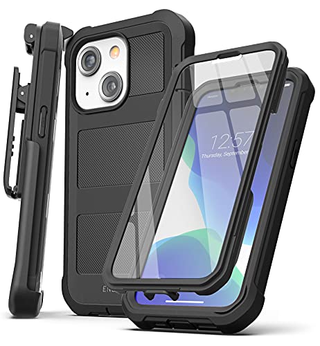 Encased Belt Case Designed for iPhone 13 Case with Builtin Screen Protector and Holster Clip Phone Holder Falcon Black iPhone 13 - Image 1