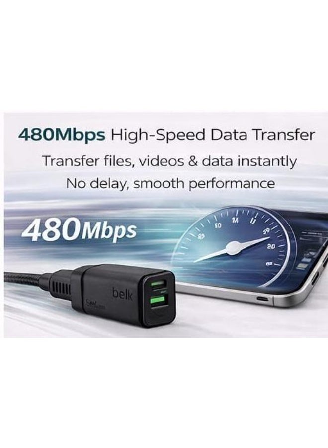 بيلك كيبل شحن ايفون بيلك Type-C إلى لايتنينج 30 واط شحن سريع بطول 2 متر نايلون متين متوافق مع ايفون 14 برو ماكس / 14 برو / 14 بلس / 14 وايباد - Image 4