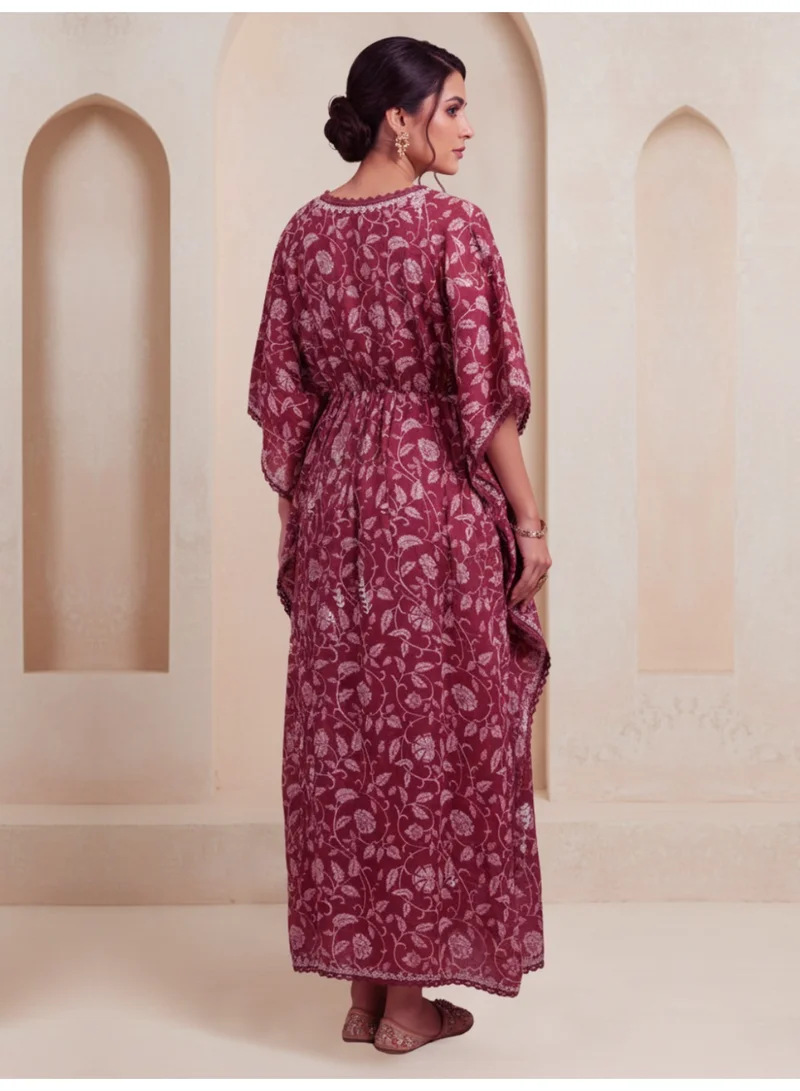 Alaya Hand Embroidered Chikankari Cotton Kaftan-AL3833