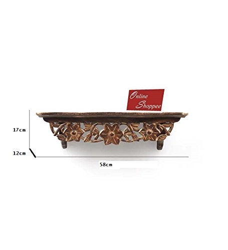 Onlineshoppee Wooden Hand Carved Wall Shelf (Brown) - Image 4