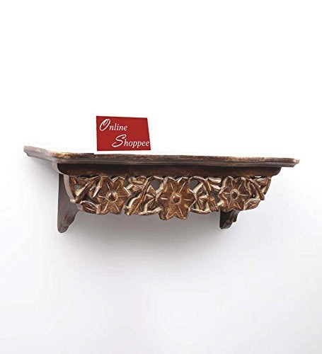 Onlineshoppee Wooden Hand Carved Wall Shelf (Brown) - Image 3