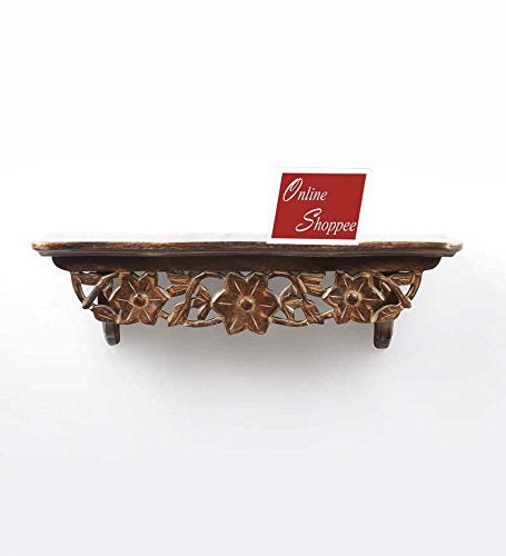 Onlineshoppee Wooden Hand Carved Wall Shelf (Brown) - Image 2