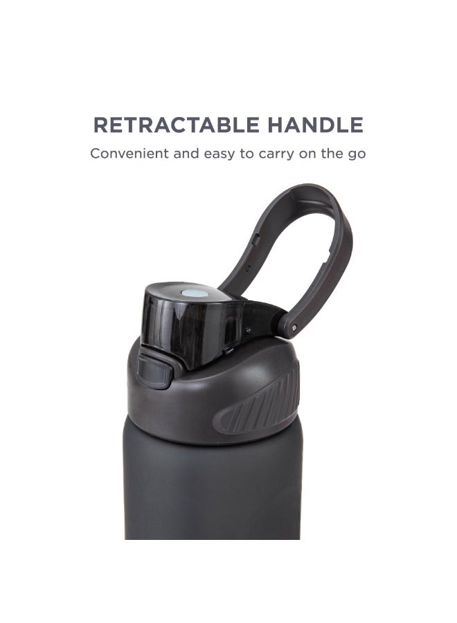 HYDROBREW Sip Switch Tritan Water Bottle 1000ml Leakproof, BPA Free, Straw & Spout Lid- Carbon - Image 4