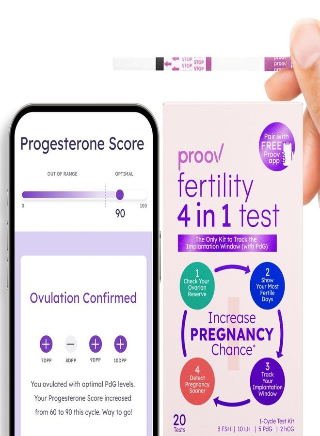 Proov - 4-in-1 Fertility Test for Women - Ovulation & Pregnancy Test Strips - Monitors FSH, LH, PdG & hCG - Promote Chance of Pregnancy - Fertility Hormone Tracking - 1 Cycle Test Kit - 20 Tests - Image 2