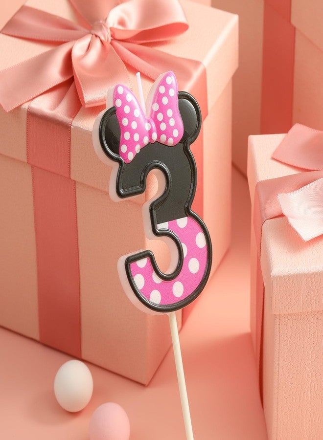 PHD CAKE 2.76 Inch Cartoon Pink and Black Mouse 3 Number Birthday Candles, Anime Cartoon Number Candles, Cake Number Candles, Party Celebration, Style Candle - Image 3