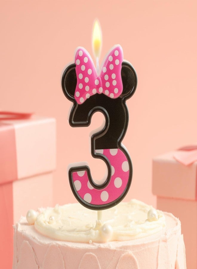 PHD CAKE 2.76 Inch Cartoon Pink and Black Mouse 3 Number Birthday Candles, Anime Cartoon Number Candles, Cake Number Candles, Party Celebration, Style Candle - Image 2