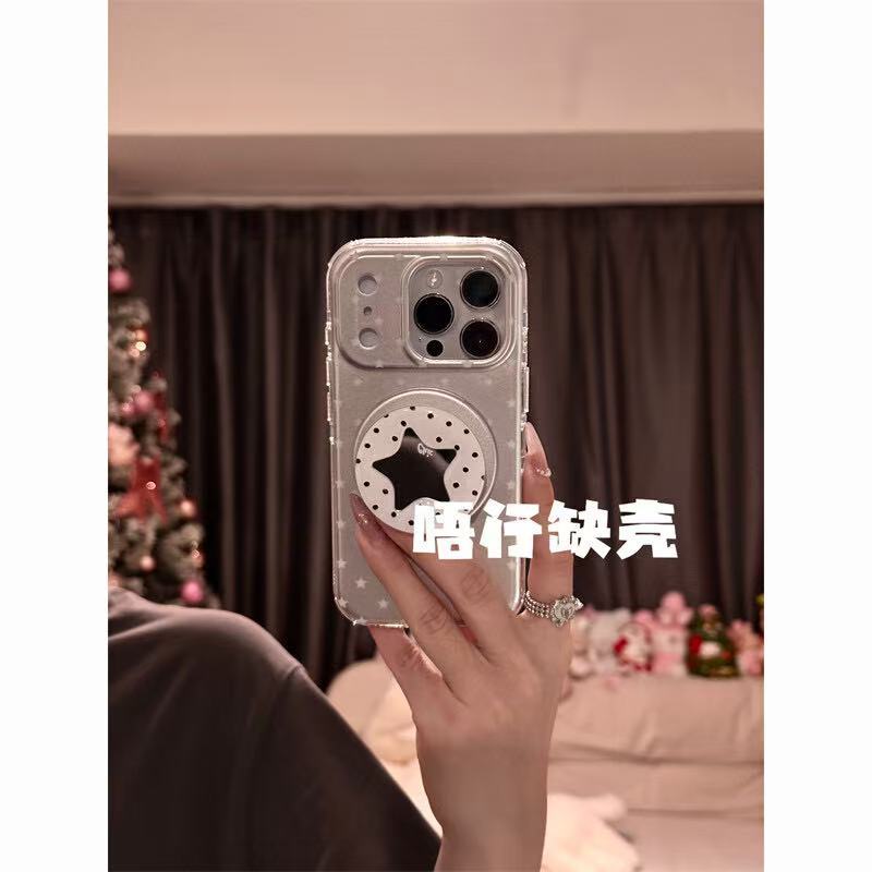 غطاء MagSafe لـ باللون Blue White Gradient Polka Dot مغناطيسي iPhone 16 / 16 Plus / 16 Pro / 16 Pro Max مع تصميم مزدوج الطبقات ومغناطيس قوي مع مقاوم للصدمات مع حماية من السقوط - Image 4