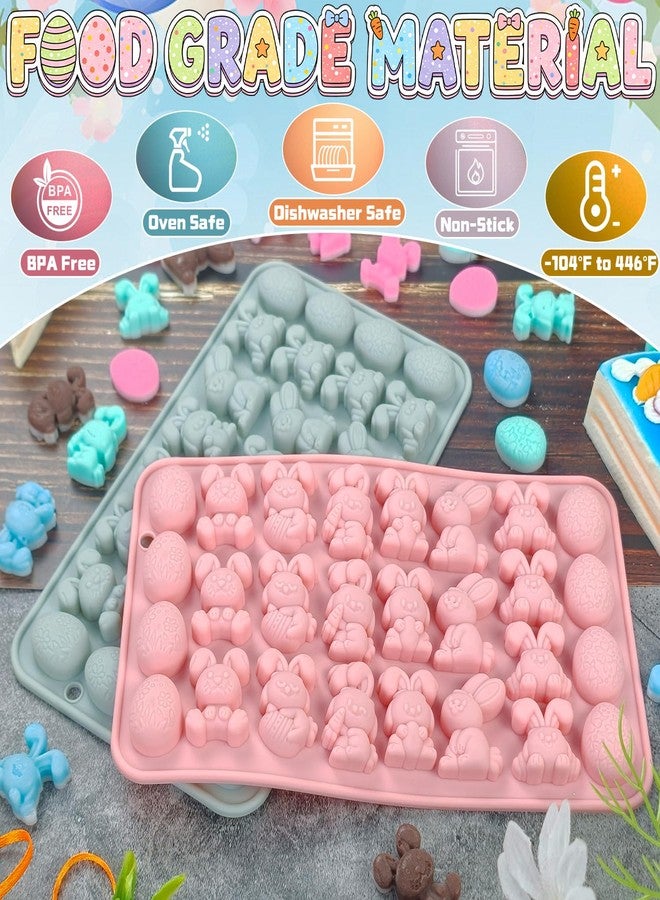 ANSEE Easter Silicone Molds, 2Pack 27 Cavity Bunny Egg Shapes Non-stick Mini Silicone Mold for DIY Baking Gummy, Candy, Chocolate, Cookie, Jelly, Pet Dog Treats - Image 3