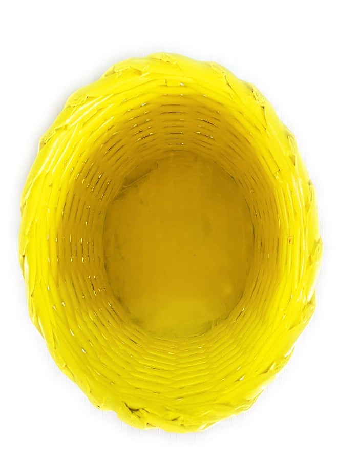 Sonas Creation Paperus, Yellow, Open-top Dustbin, Waste Basket, Trash Can, Paper Bin, Paint Brush Storage Basket, Small Size 3 Liter, 6 inch Tall, Eco Friendly, Handmade, of Paper Ropes - Image 3
