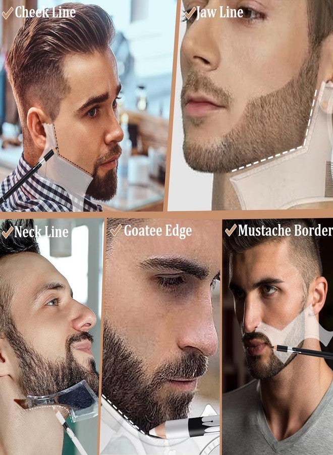 DUAIU 12Pcs Beard Shaper Tool Kit for Men Grooming, White Black Barber Pencil for Lineup Edging with Sharpener, Hairline Beard Guide Shaping Barber Comb Clipper Cleaning Brushes Hair Combs Set - Image 4