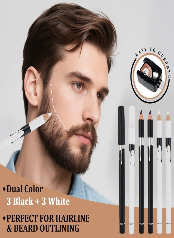 DUAIU 12Pcs Beard Shaper Tool Kit for Men Grooming, White Black Barber Pencil for Lineup Edging with Sharpener, Hairline Beard Guide Shaping Barber Comb Clipper Cleaning Brushes Hair Combs Set - Image 2