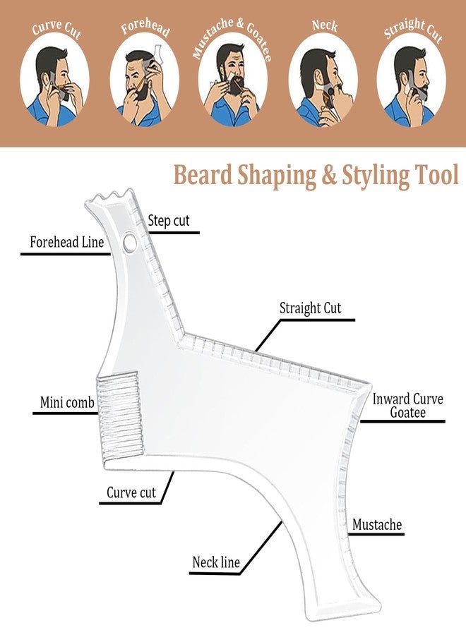 DUAIU 12Pcs Beard Shaper Tool Kit for Men Grooming, White Black Barber Pencil for Lineup Edging with Sharpener, Hairline Beard Guide Shaping Barber Comb Clipper Cleaning Brushes Hair Combs Set - Image 3