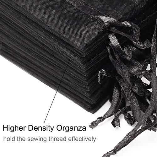 Akstore 100PCS 4x6inch (10x15cm) Drawstring Organza Jewelry Favor Pouches Wedding Party Festival Gift Bags Candy Bags (Black) - Image 4